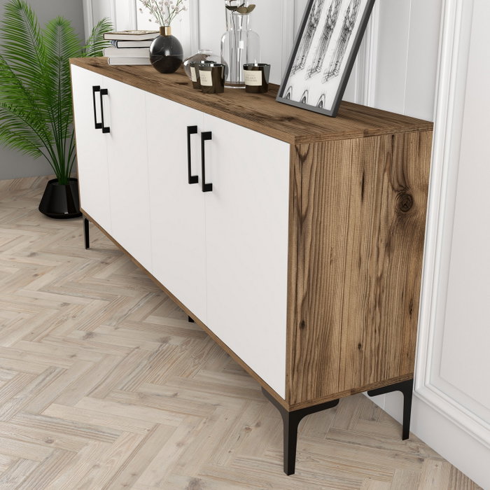 Hanah Home Consola Industrial Kiev Nogal y Blanco